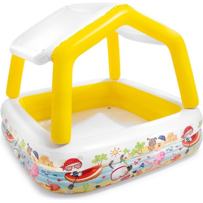 Детский надувной бассейн INTEX «Бассейн с козырьком» 57470, квадратный